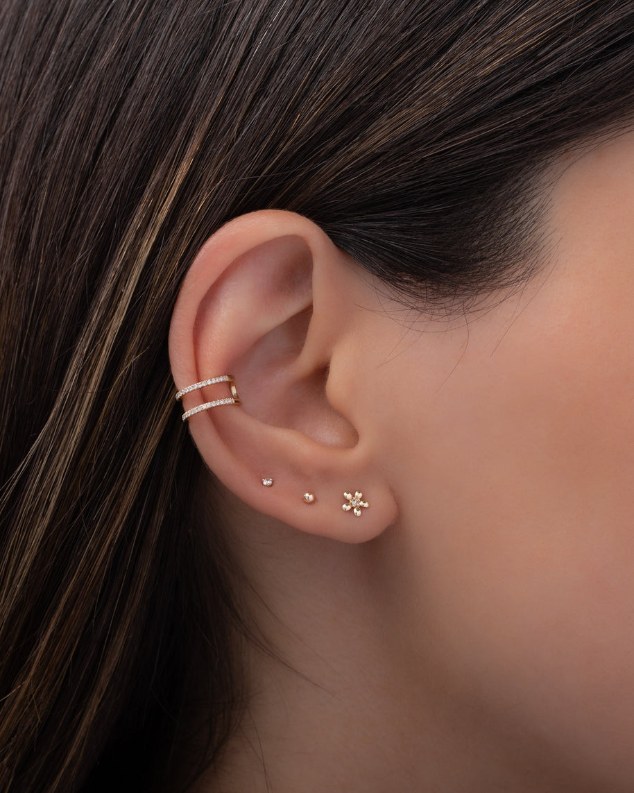 Zoe Lev 14k Gold Mini Diamond Flower Stud Earrings