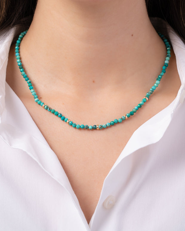 Zoe Lev 14K Gold Turquoise Segment Bead Necklace