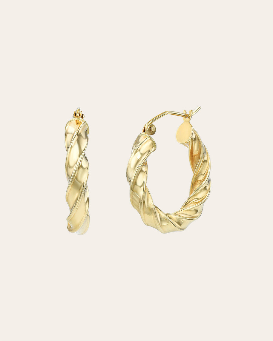 Zoe Lev 14K Gold Twisted Edge Hoops