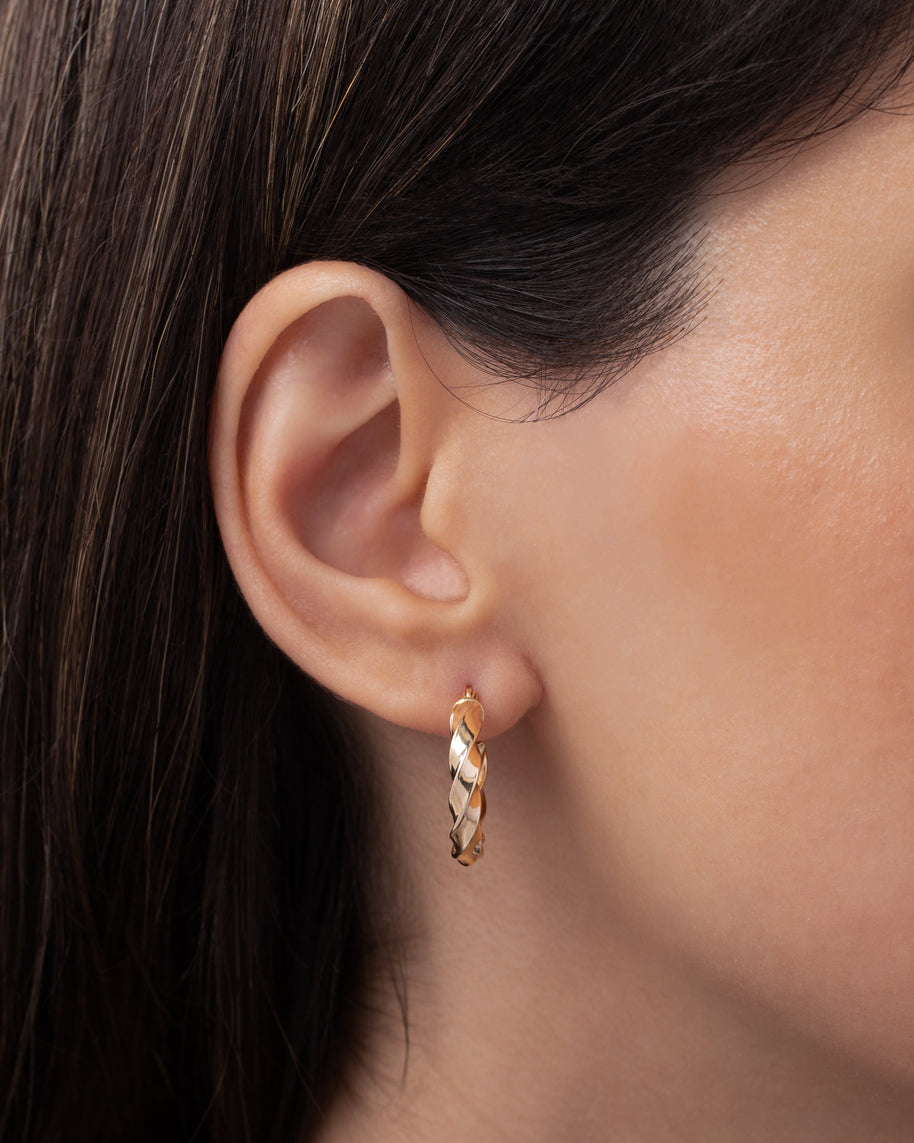 Zoe Lev 14K Gold Twisted Edge Hoops
