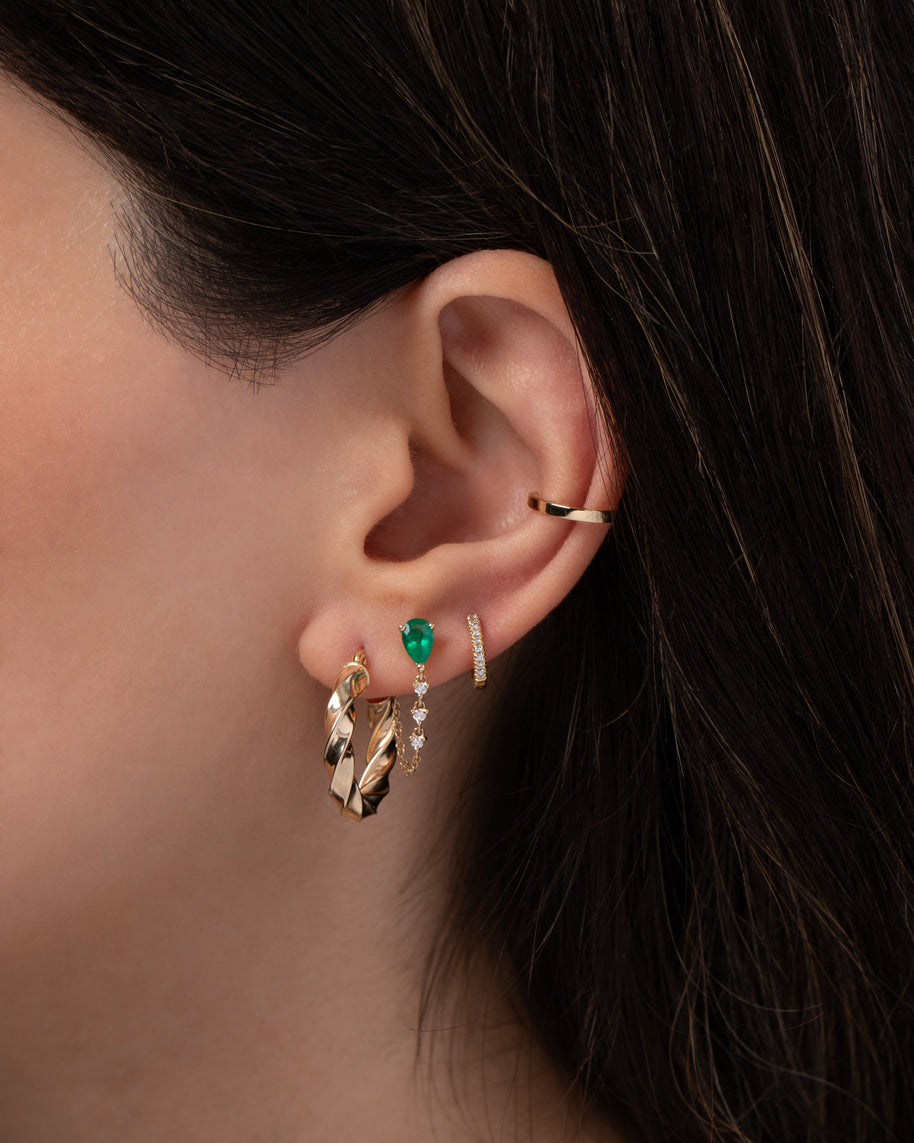 Zoe Lev 14K Gold Twisted Edge Hoops