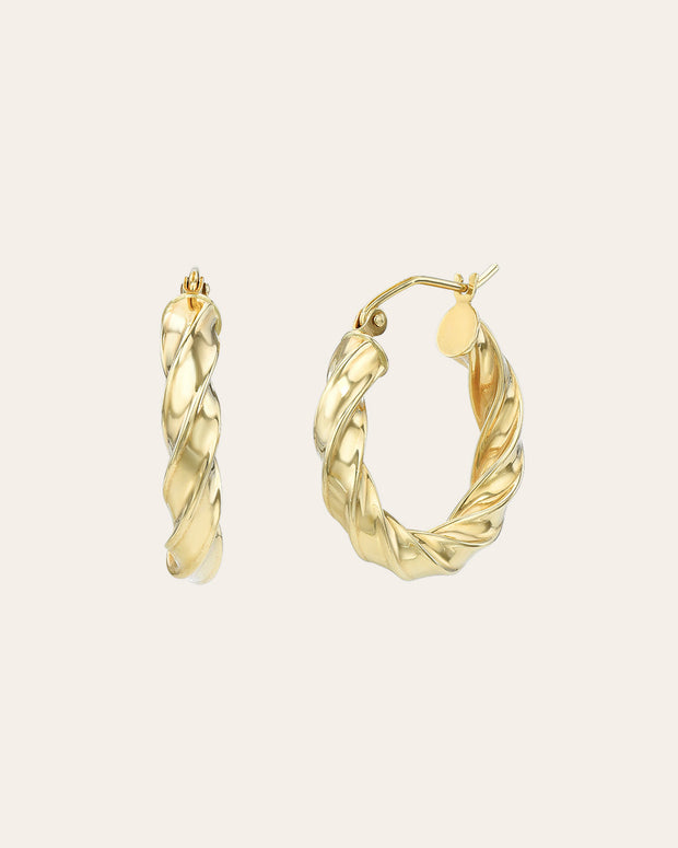Zoe Lev 14K Gold Twisted Edge Hoops