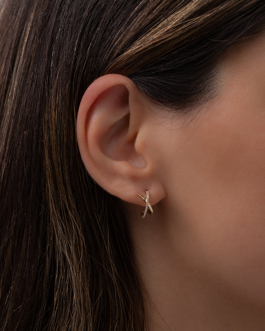 Zoe Lev 14K Gold And Diamond X Stud Earrings