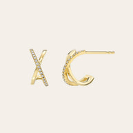 Zoe Lev 14K Gold And Diamond X Stud Earrings