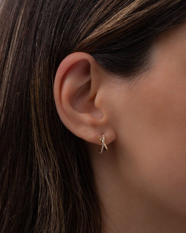 Zoe Lev 14K Gold And Diamond X Stud Earrings