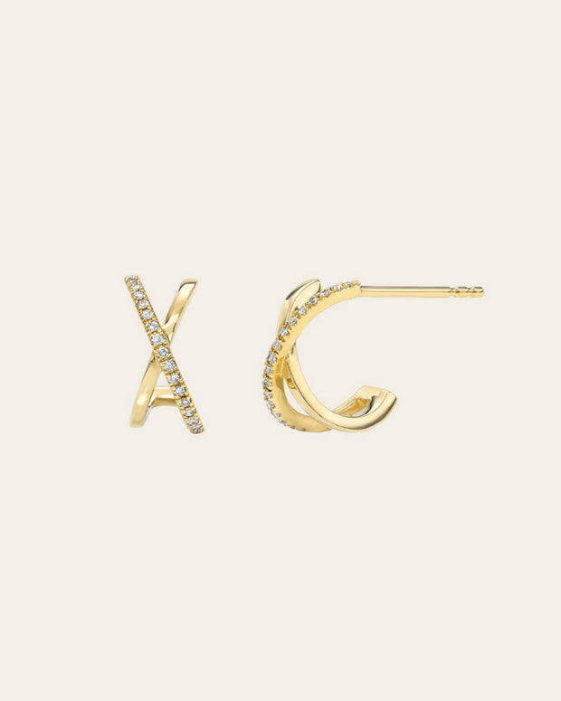 Zoe Lev 14K Gold And Diamond X Stud Earrings