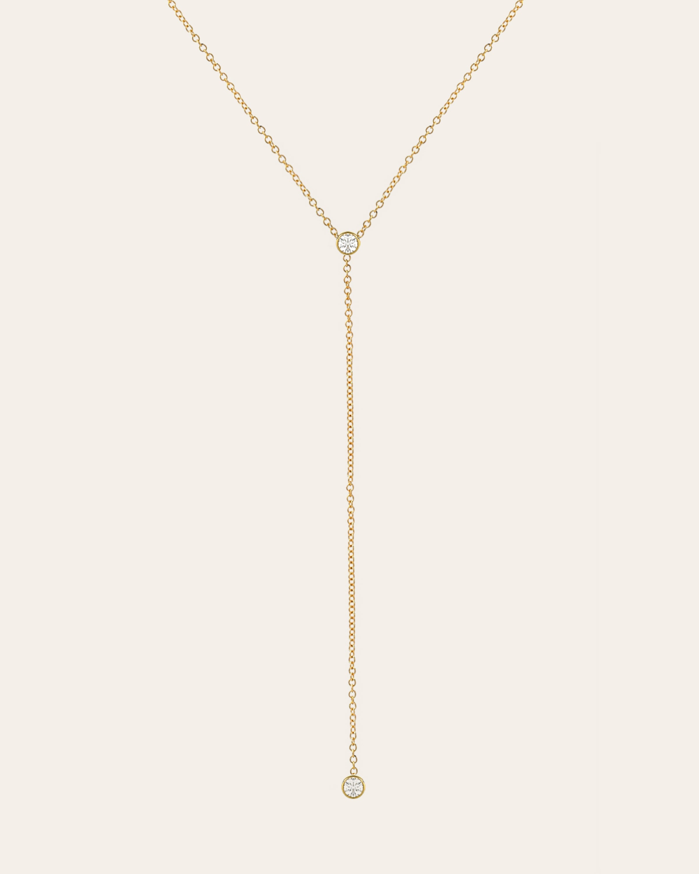 Zoe Lev 14k Gold Bezel Diamond Lariat Necklace