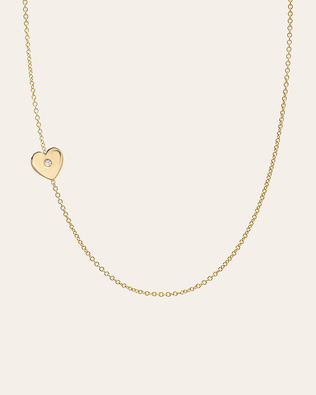 Zoe Lev 14k Gold Diamond Heart Asymmetrical Necklace