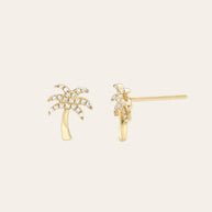 Zoe Lev 14k Gold Diamond Palm Tree Stud Earrings