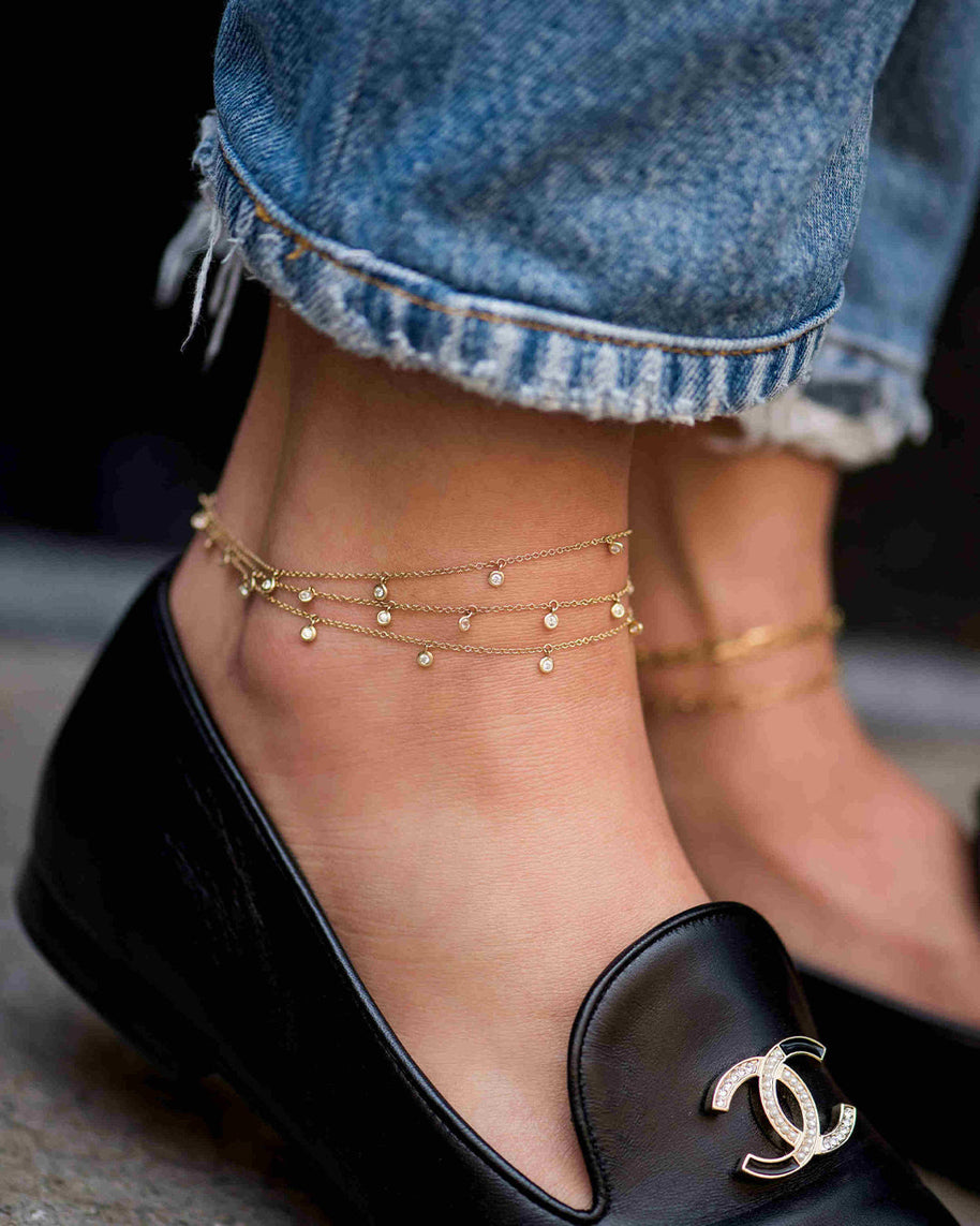 Zoe Lev 14k Gold Drop Bezel Anklet