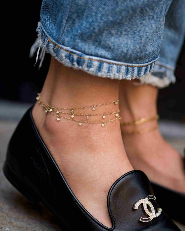 Zoe Lev 14k Gold Drop Bezel Anklet