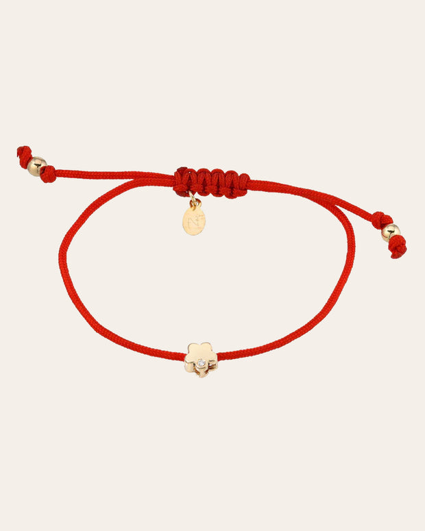 Zoe Lev 14k Gold Flower With Diamond Fortune Bracelet