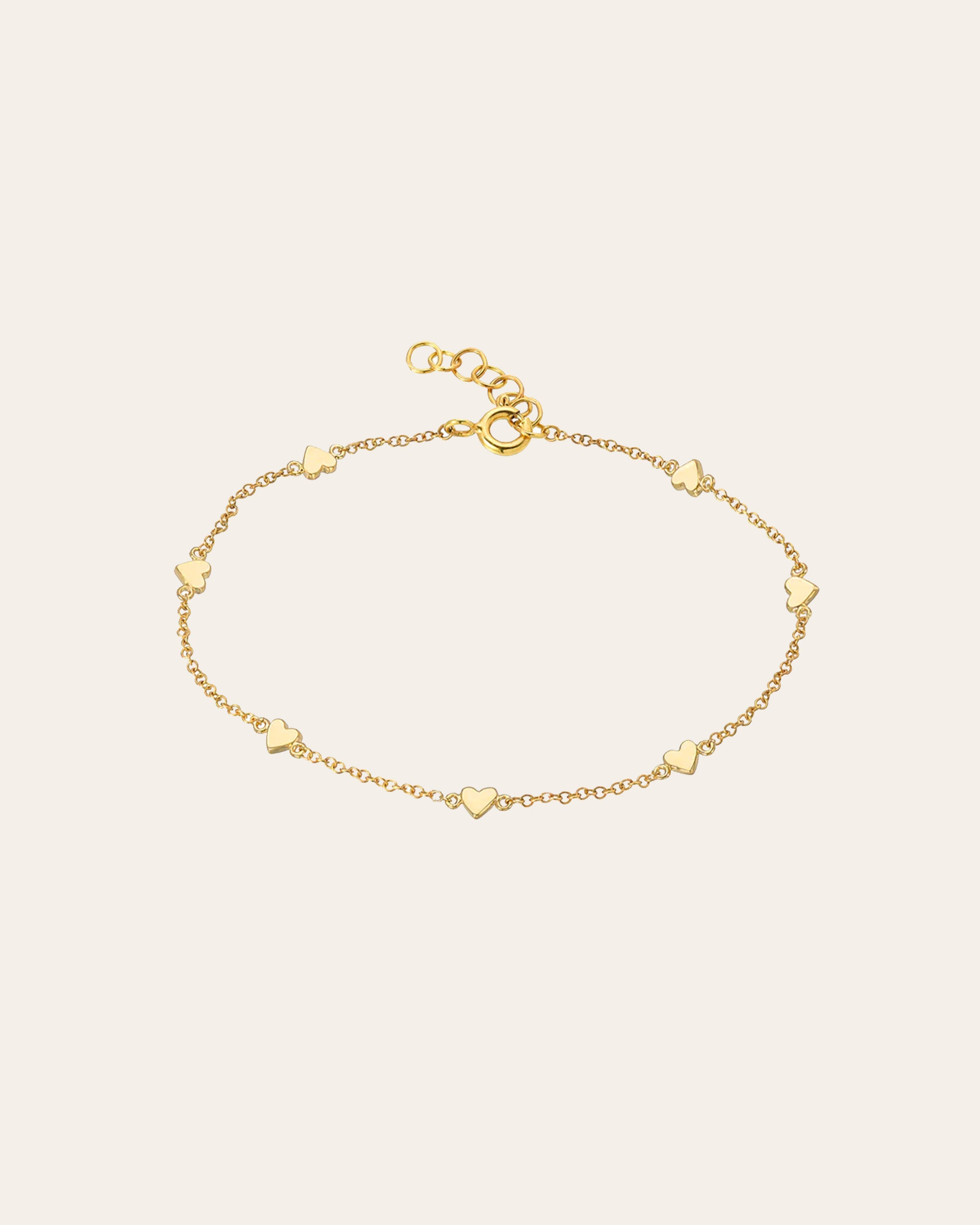 Zoe Lev 14k Gold Hearts Charm Bracelet