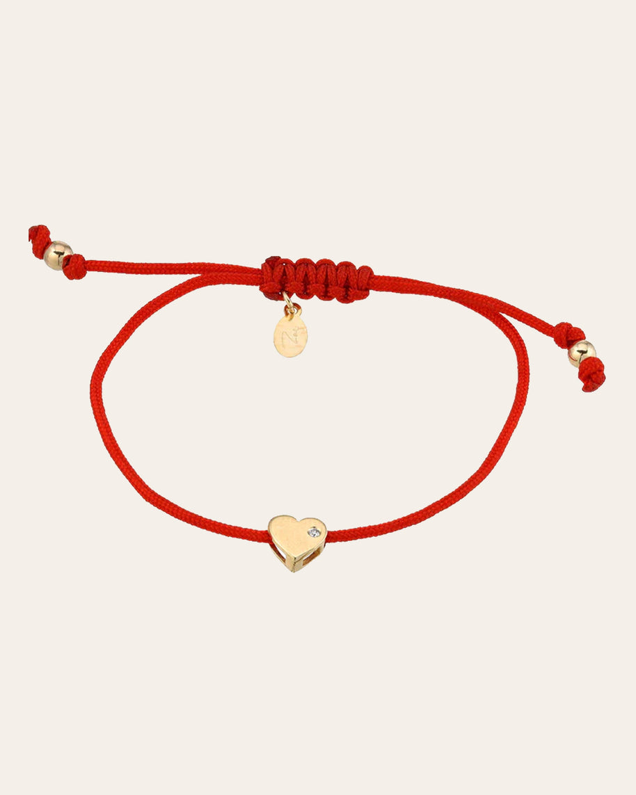 Zoe Lev 14k Gold Heart With Diamond Fortune Bracelet