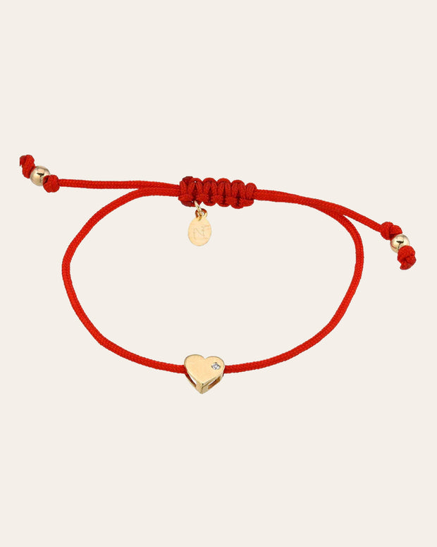 Zoe Lev 14k Gold Heart With Diamond Fortune Bracelet