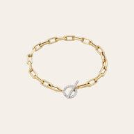 Zoe Lev 14k Gold Large Open Link Chain Bracelet With Diamond Toggle