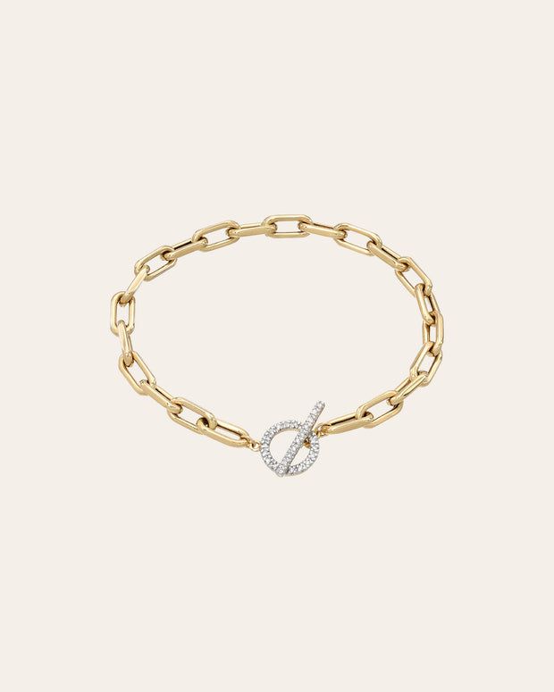 Zoe Lev 14k Gold Large Open Link Chain Bracelet With Diamond Toggle
