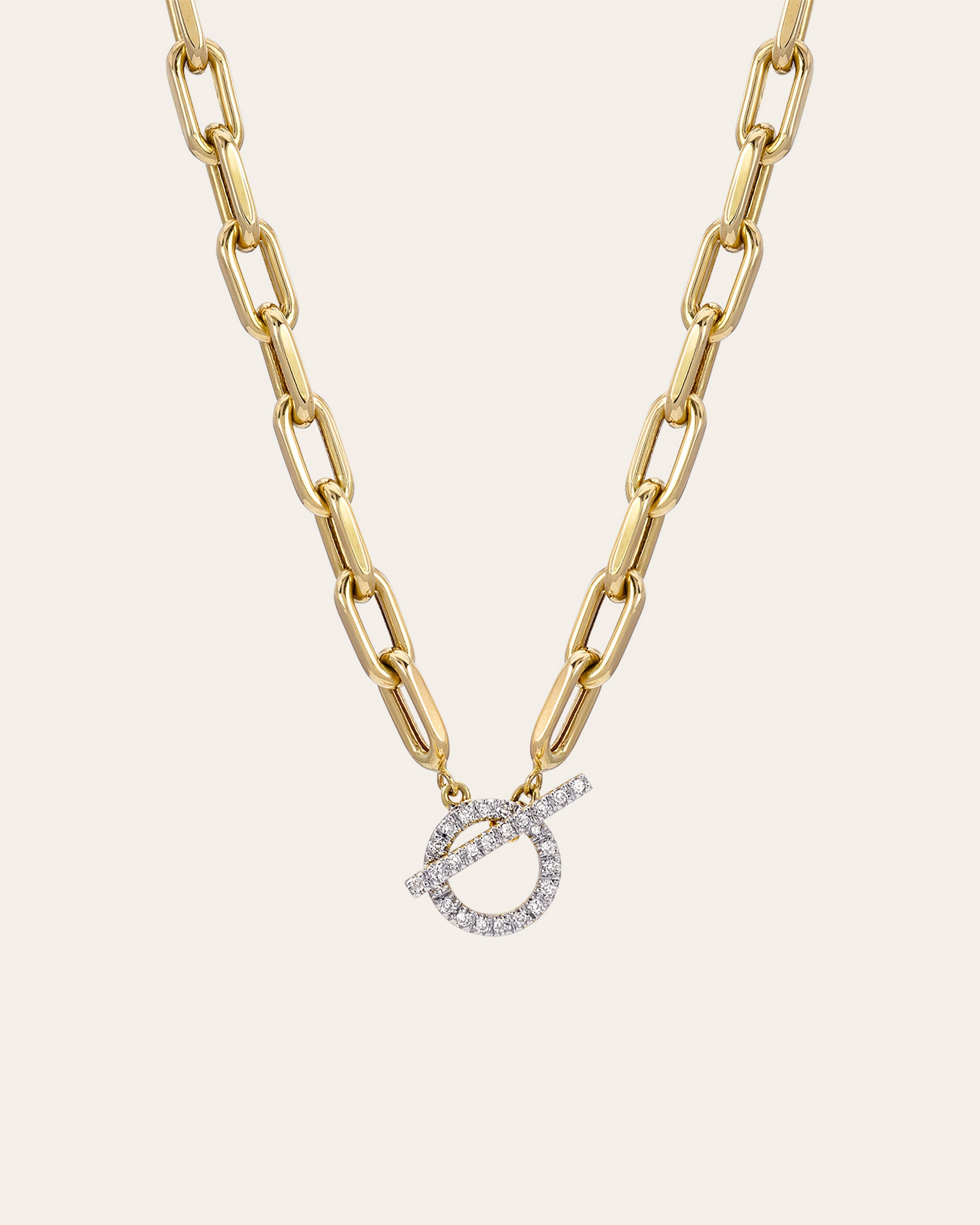 Zoe Lev 14k Gold Large Open Link Chain With Diamond Toggle Necklace