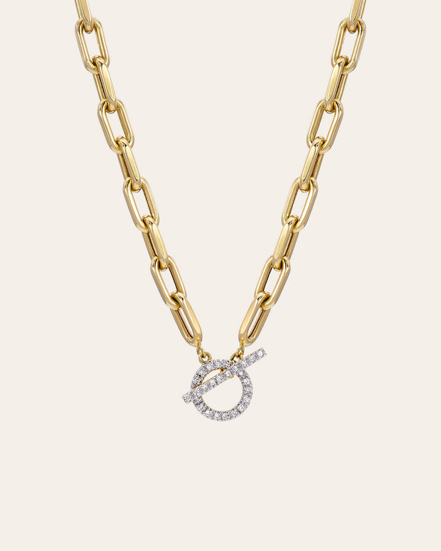 Zoe Lev 14k Gold Large Open Link Chain With Diamond Toggle Necklace
