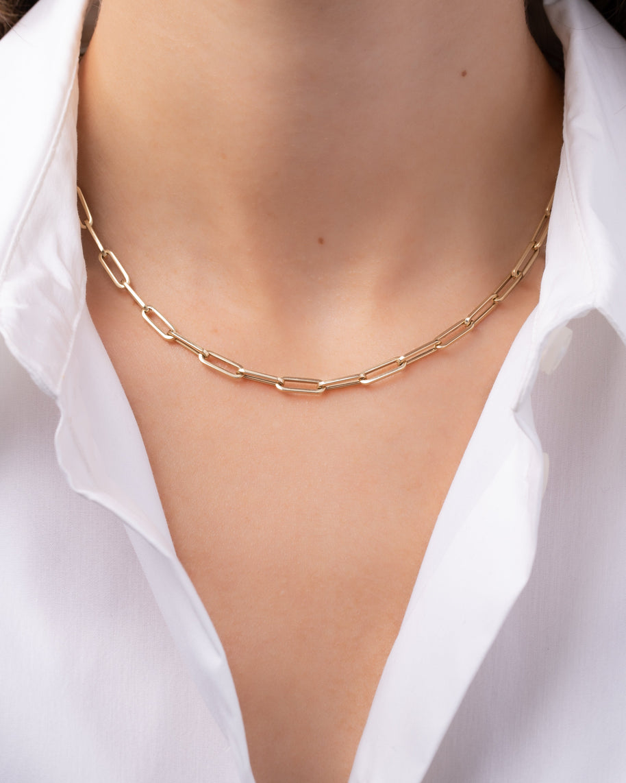 Zoe Lev 14k Gold Large Paper Clip Chain Necklace