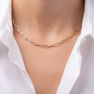 Zoe Lev 14k Gold Large Paper Clip Chain Necklace