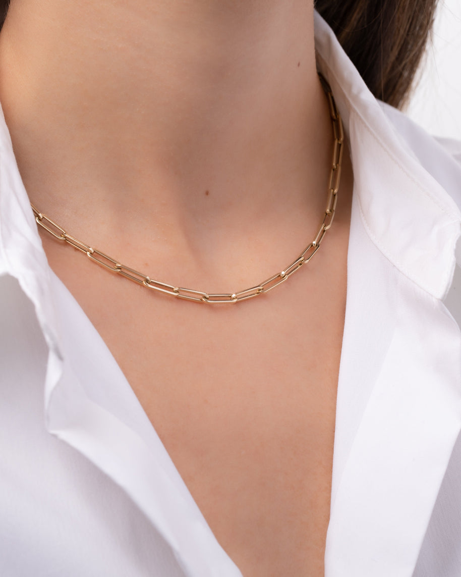 Zoe Lev 14k Gold Large Paper Clip Chain Necklace