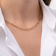 Zoe Lev 14k Gold Large Paper Clip Chain Necklace