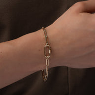 Zoe Lev 14k Gold Large Paper Clip Chain With Carabiner Bracelet