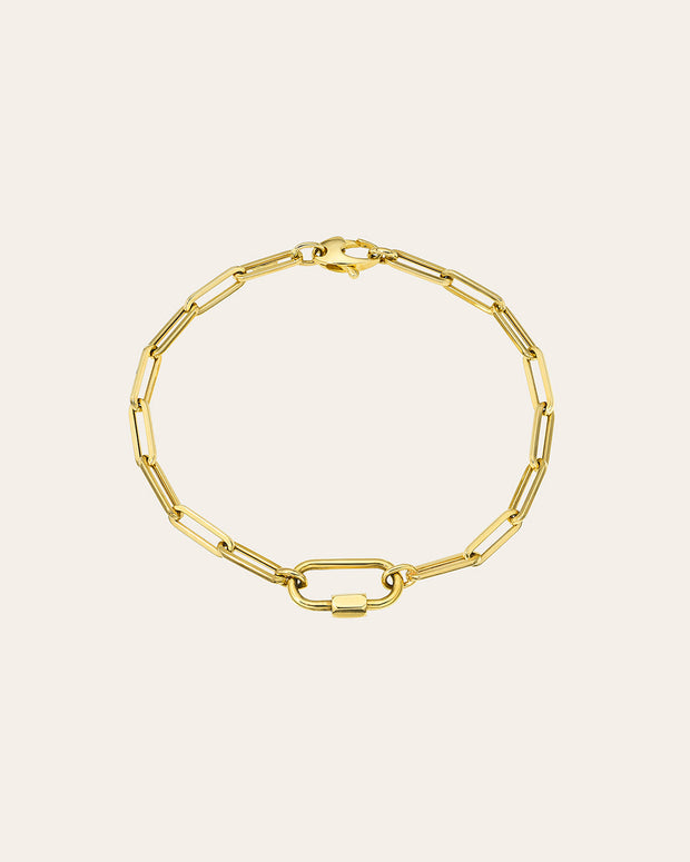 Zoe Lev 14k Gold Large Paper Clip Chain With Carabiner Bracelet