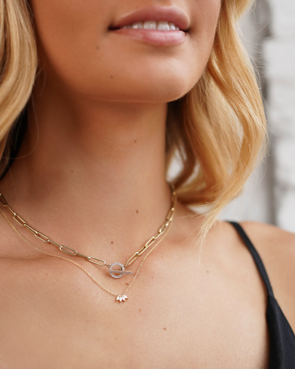 Zoe Lev 14k Gold Large Paper Clip Chain With Diamond Toggle Necklace