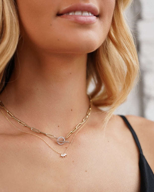 Zoe Lev 14k Gold Large Paper Clip Chain With Diamond Toggle Necklace