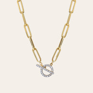 Zoe Lev 14k Gold Large Paper Clip Chain With Diamond Toggle Necklace