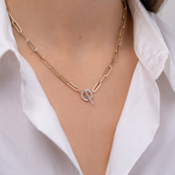 Zoe Lev 14k Gold Large Paper Clip Chain With Diamond Toggle Necklace