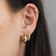 Zoe Lev 14k Gold Medium Bubbled Flat Hoop Earrings