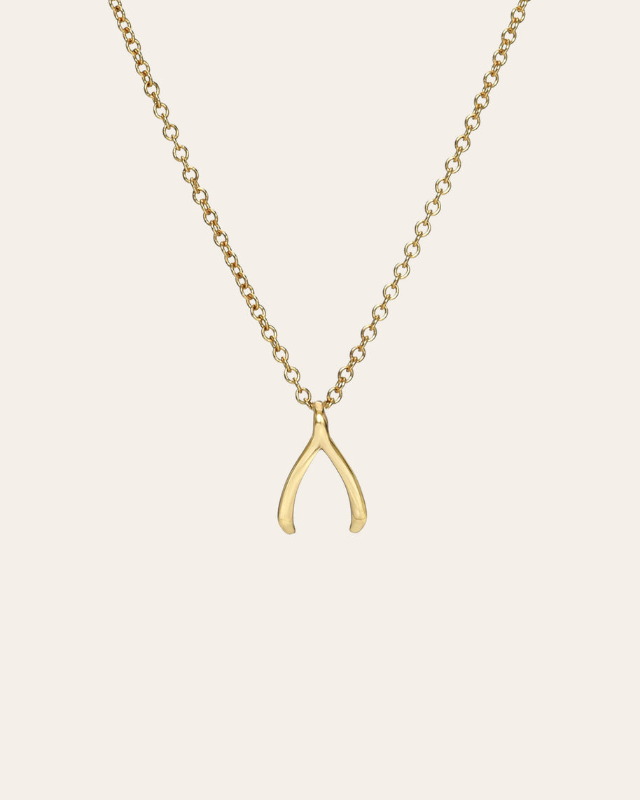 Zoe Lev Kids 14k Gold Mini Wishbone Necklace