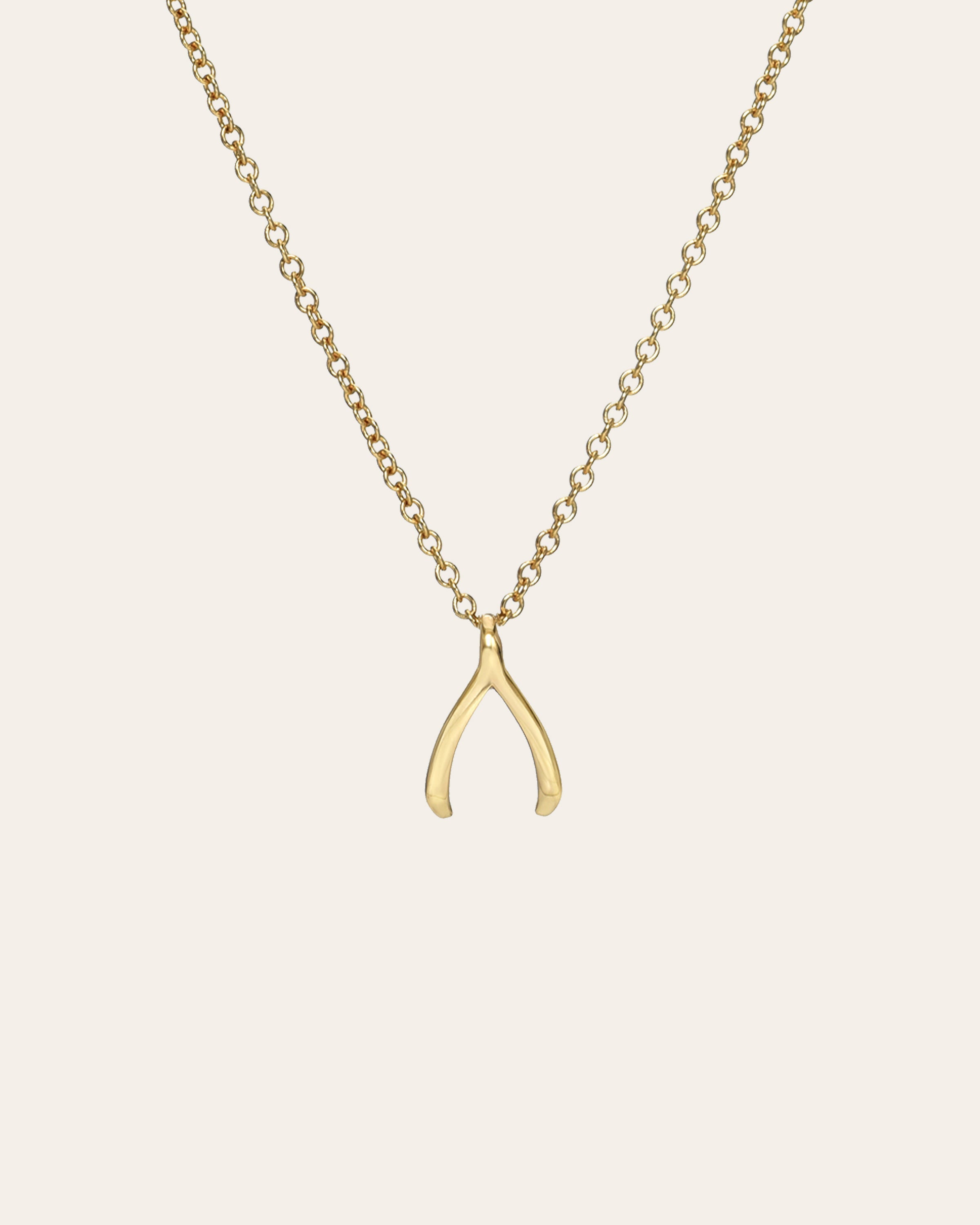 Zoe Lev Kids 14k Gold Mini Wishbone Necklace