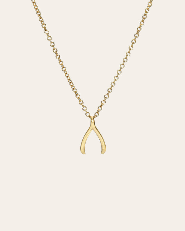 Zoe Lev Kids 14k Gold Mini Wishbone Necklace