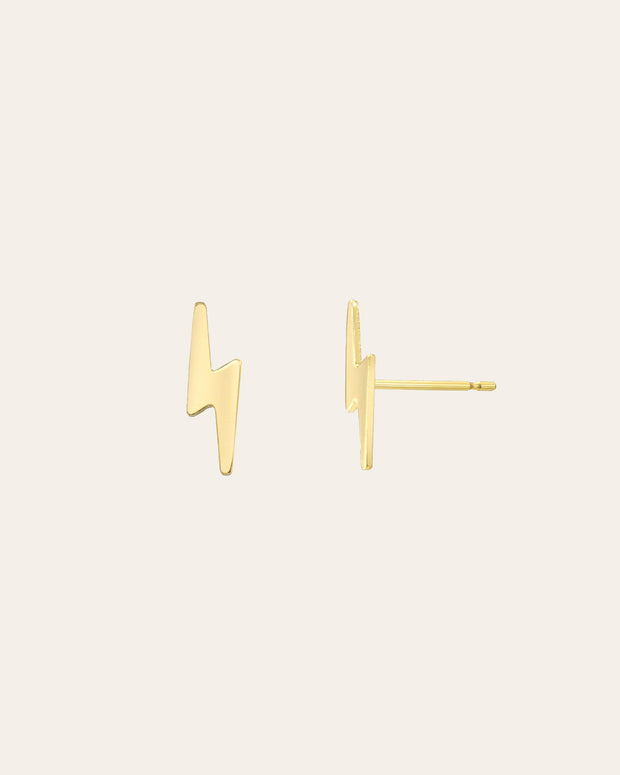 Zoe Lev 14k Gold Small Lightning Bolt Stud Earrings
