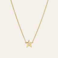 Zoe Lev Kids 14k Gold Star With Tiny Diamond Necklace