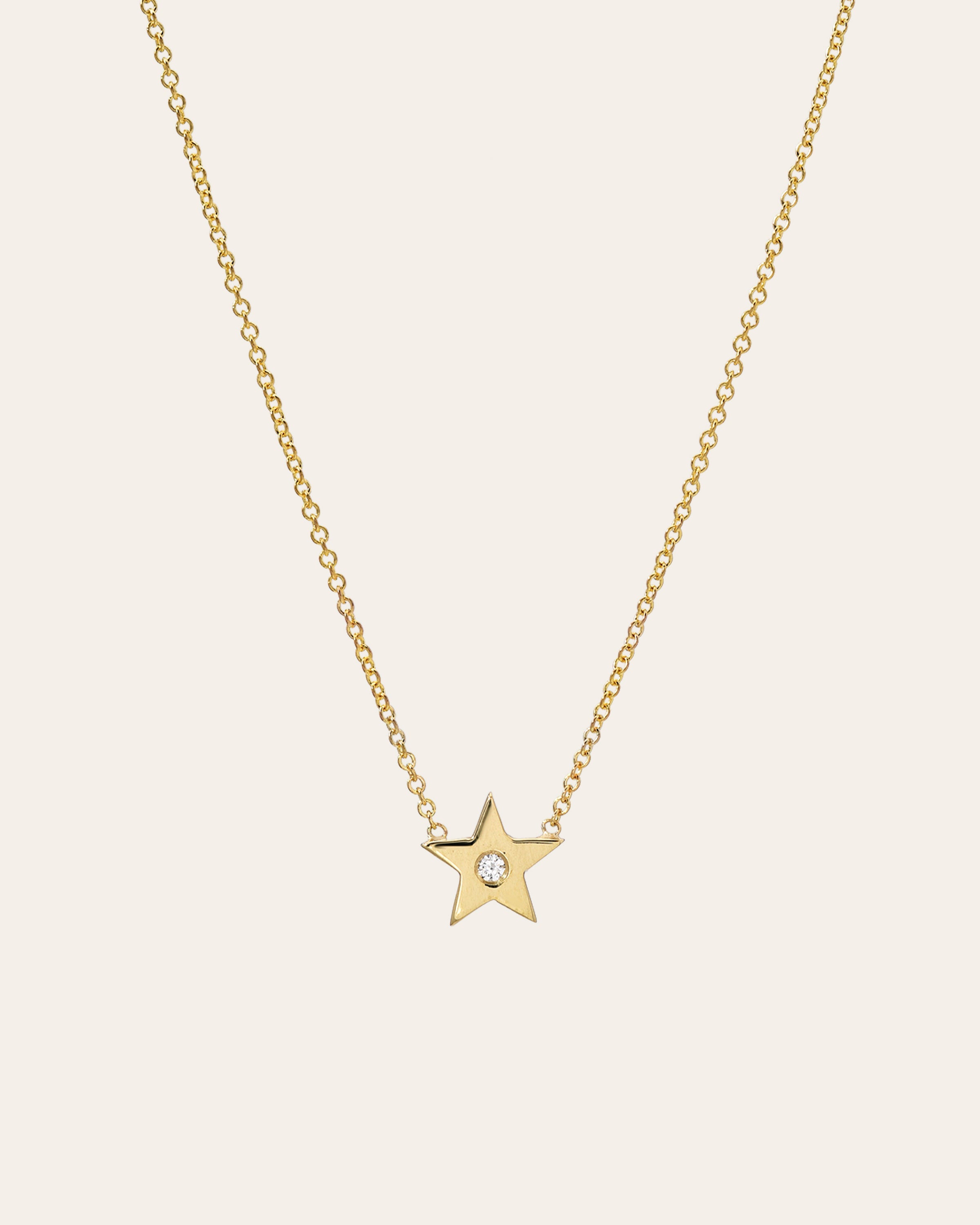 Zoe Lev Kids 14k Gold Star With Tiny Diamond Necklace