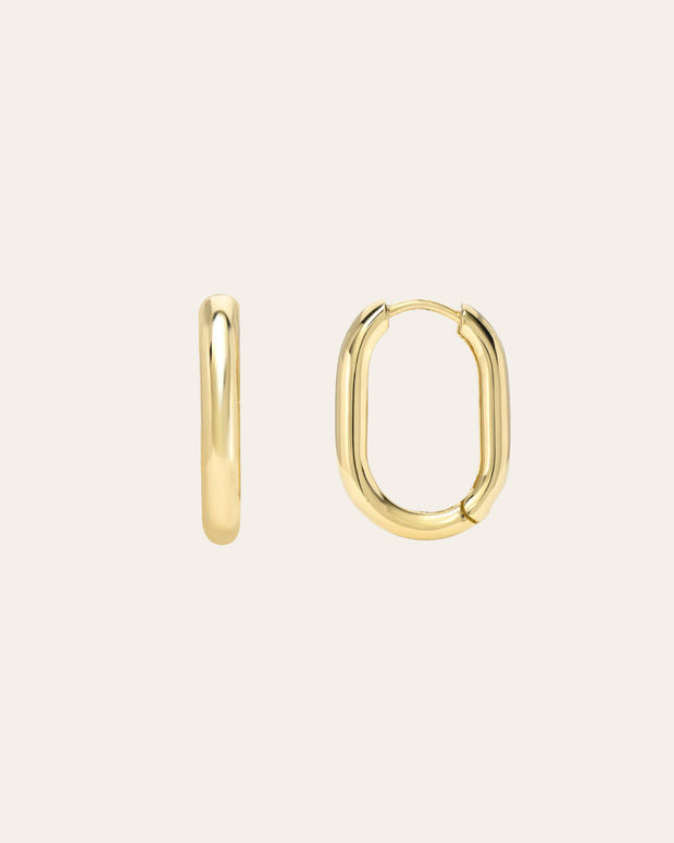 Zoe Lev 14k Gold Thick Oval Hoop Earrings