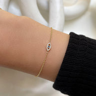 Zoe Lev 14k Gold Tiny Evil Eye With Diamonds Bracelet
