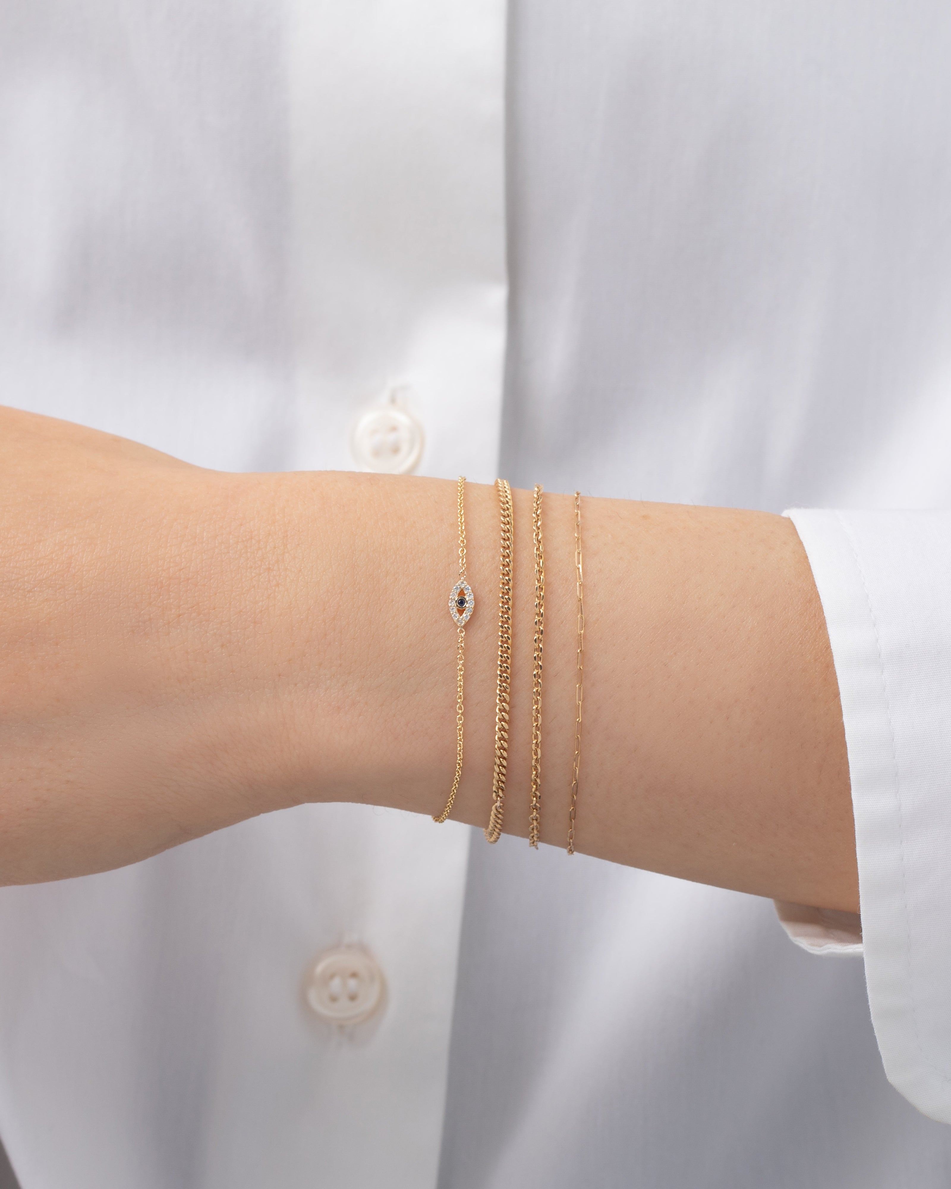 Zoe Lev 14k Gold Tiny Evil Eye With Diamonds Bracelet