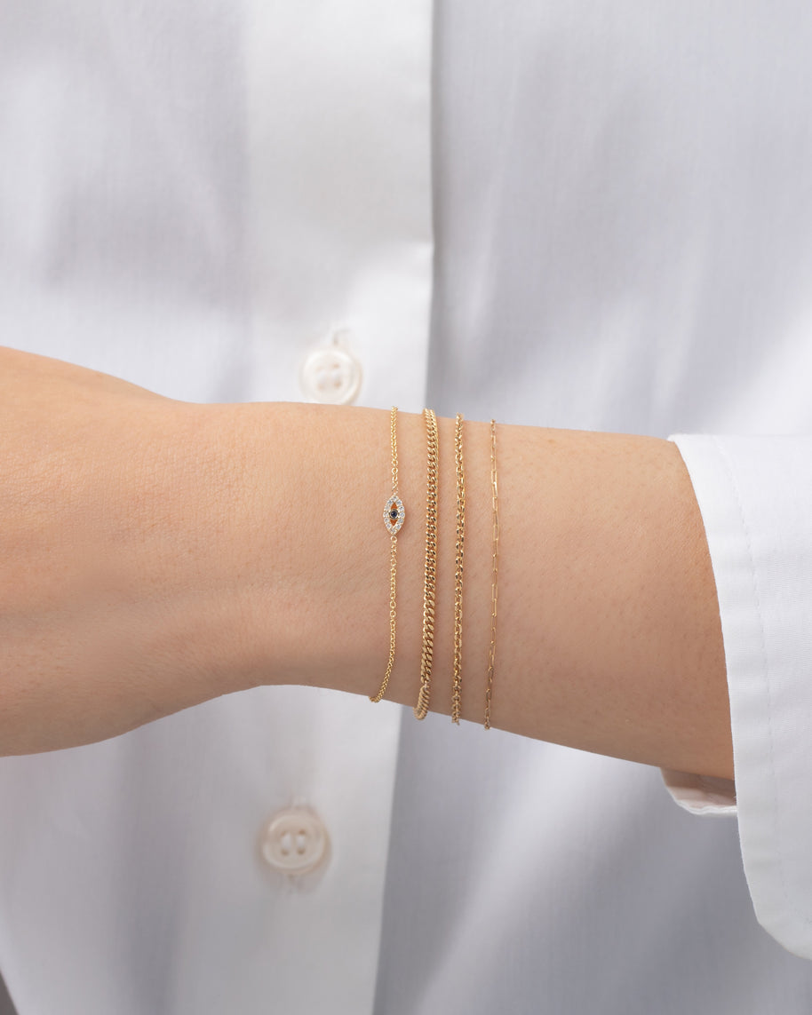 Zoe Lev 14k Gold Tiny Evil Eye With Diamonds Bracelet