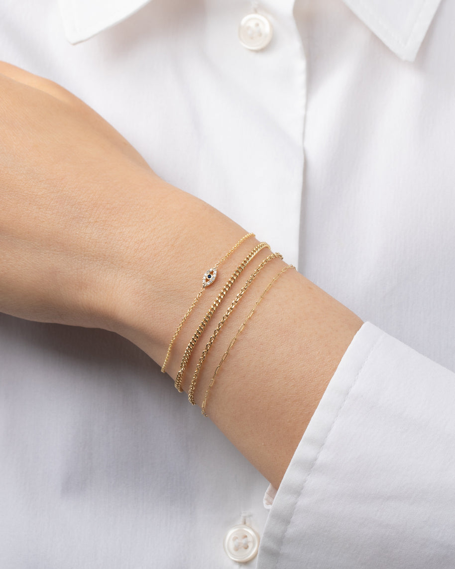Zoe Lev 14k Gold Tiny Evil Eye With Diamonds Bracelet