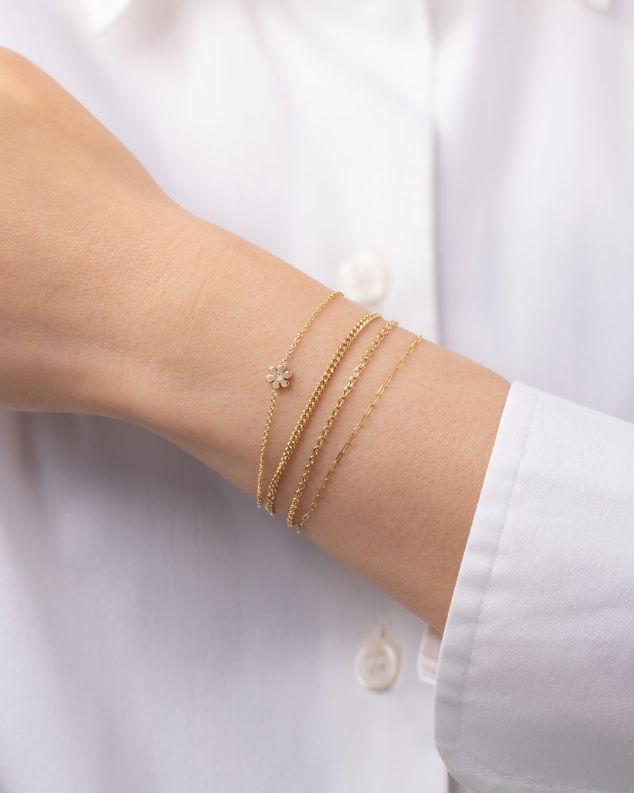 Zoe Lev 14k Gold Tiny Flower Bracelet With Diamond