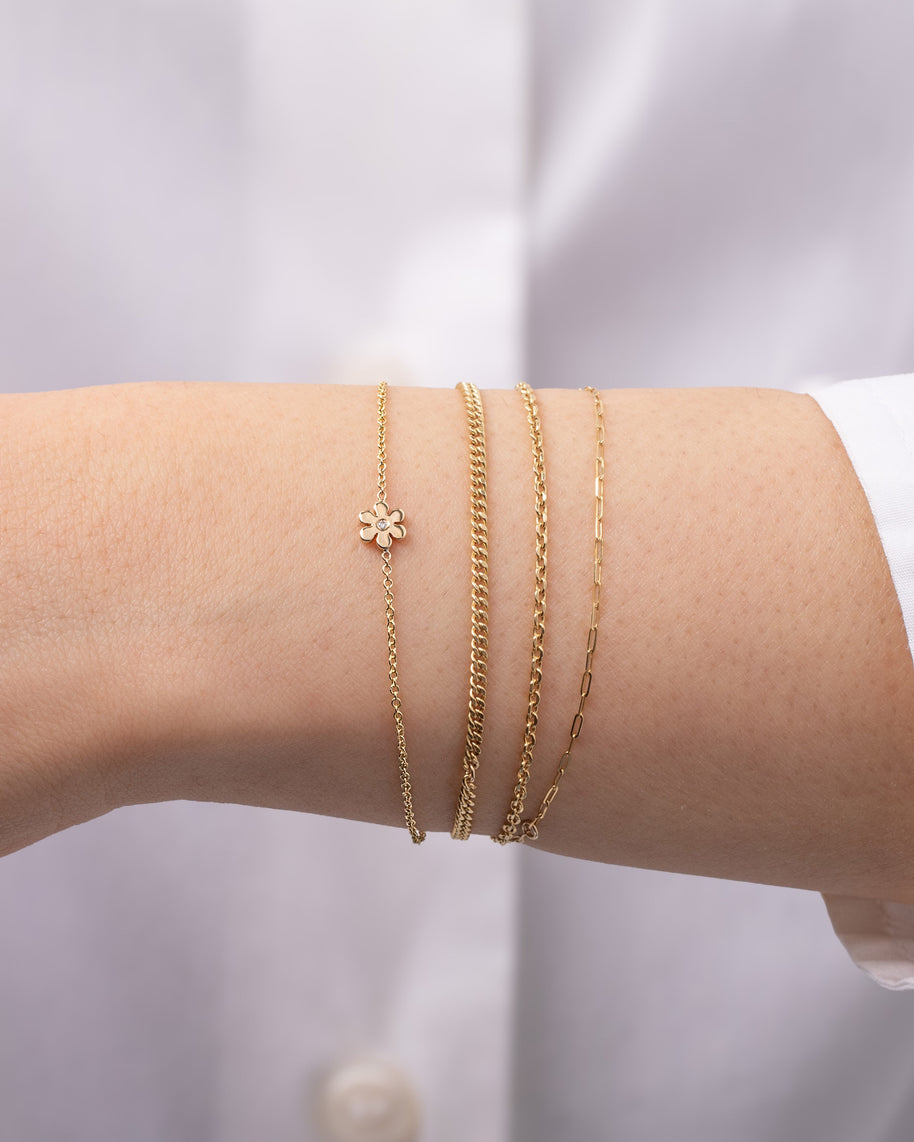 Zoe Lev 14k Gold Tiny Flower Bracelet With Diamond
