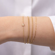 Zoe Lev 14k Gold Tiny Flower Bracelet With Diamond