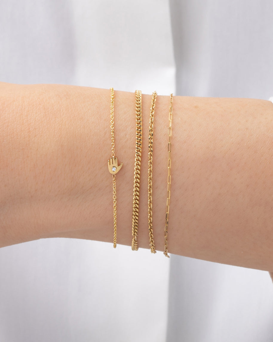 Zoe Lev 14k Gold Tiny Hamsa Bracelet With Diamond