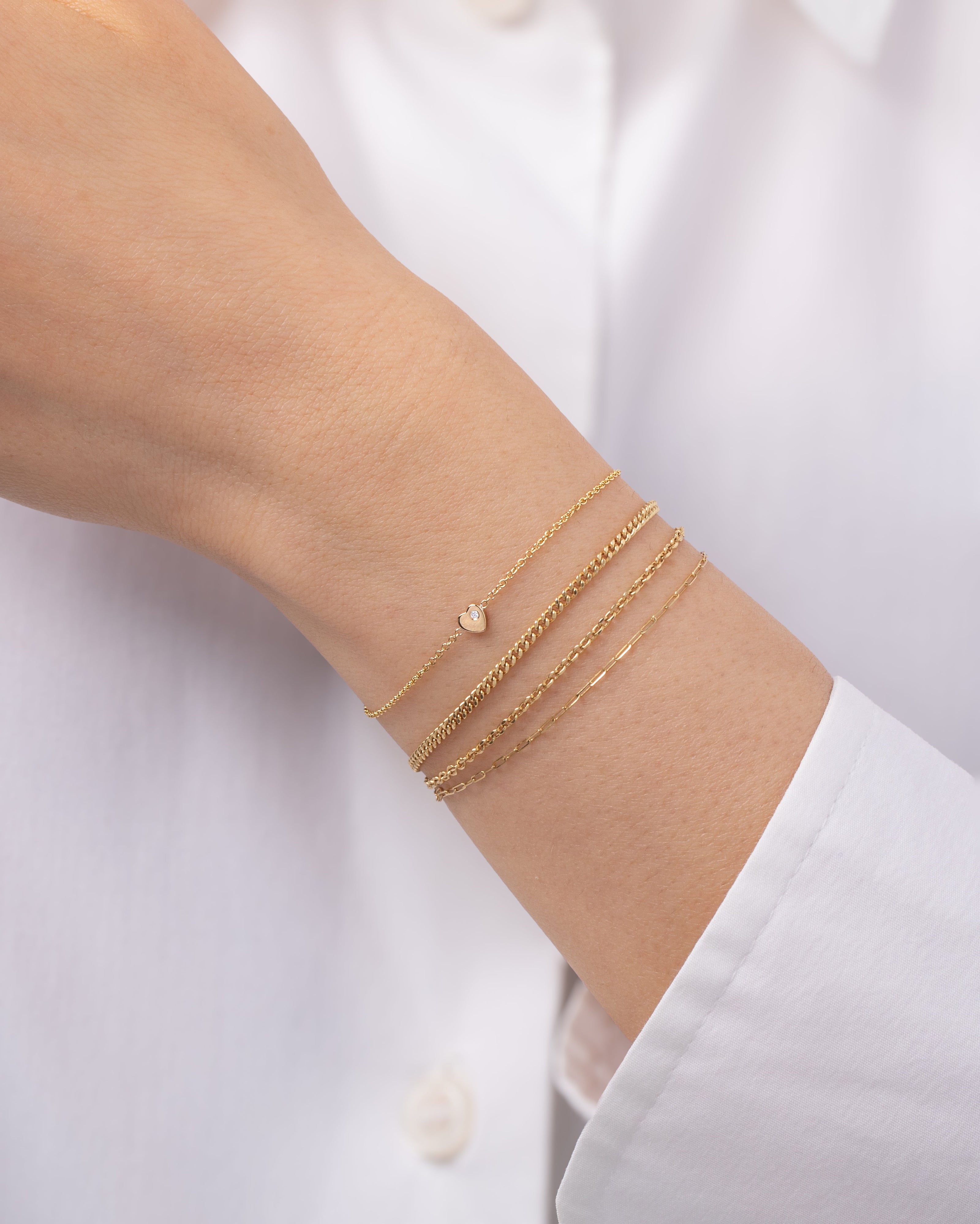 Zoe Lev 14k Gold Tiny Heart Bracelet With Diamond